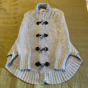 MK L Gray Colored Poncho- EUC- with silver and black toggle closures